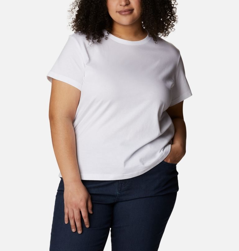 Women's Columbia Sapphire Point Short Sleeve T Shirts White | Plus Size CA-J13C0
